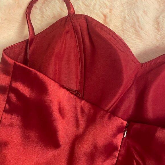 Wine Red Formal Spaghetti Strap Mini Dress-Size Medium - Picture 5 of 7